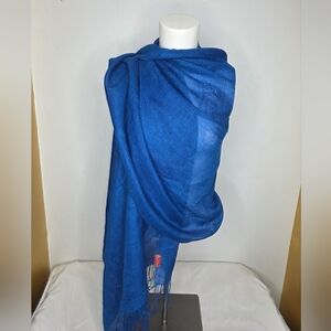 Kuna Royal Blue Shawl In Alpaca And Silk